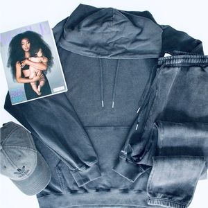 KUWALLATEE Vintage Washed Black Sweatsuit